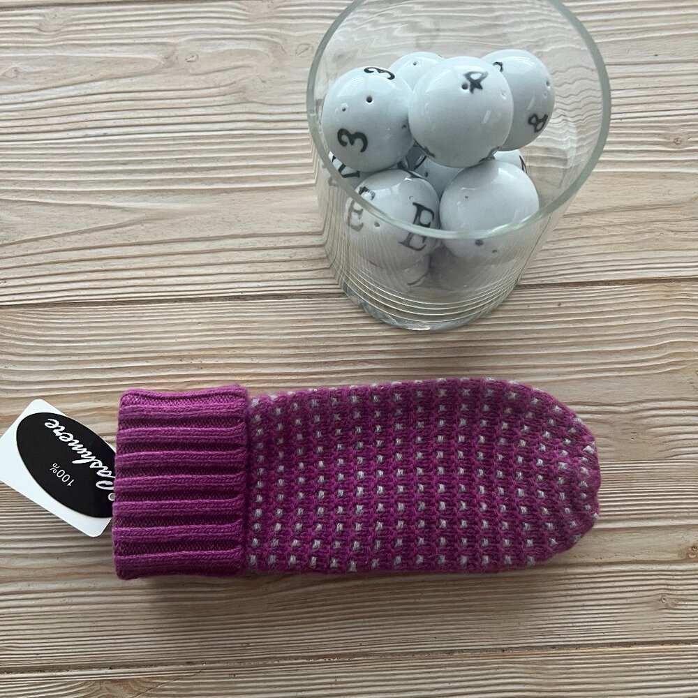 Portolano 100% Cashmere Mittens |Pink Purple Cream | Made in Italy | NWT